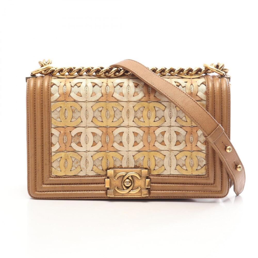 Chanel Boy Dubai Limited Edition Antique Gold Hardware Shoulder Bag Handbag L...
